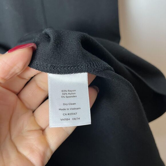 Talbots Petites Dress Womens 10P Black Ponte Sheath V Neck Short Sleeve Back Zip - Picture 3 of 7